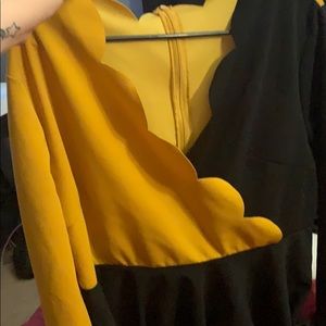 Black and yellow peplum dress top